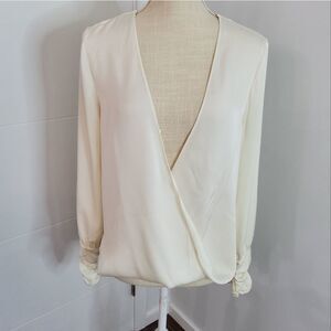INTERMIX Cream Wrap Blouse